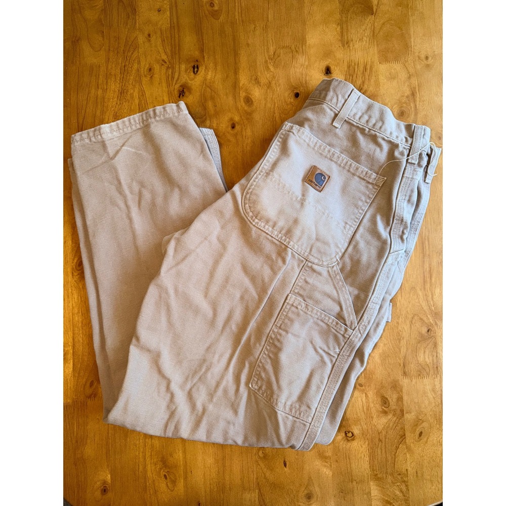 Carhartt Mens Duck Canvas Carpenter Work Pants Tan 29x28.5 Utility Trousers 446